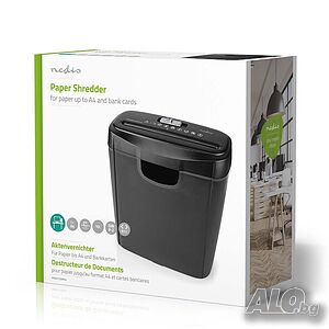 Шредер за хартия NEDIS, A4, 10l, 190W, 2.5m/min, ABS, Черен