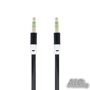 Аудио кабел MBX, 3.5 mm жак мъжко - 3.5 mm жак мъжко, 1 m, Черен