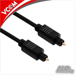 Оптичен аудио кабел VCom, CV905, TOSLINK мъжко - TOSLINK мъжко, 2 m, Digital Audio, Черен