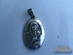 Красива нова сребърна висулка „ Богородица с Младенеца“, проба 925, тегло 6.97г
