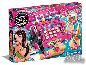 НОВО! Детски комплект за татуировки Clementoni Tattoo Studio
