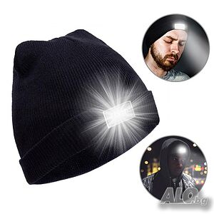 Светеща зимна шапка с 5 LED диода