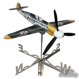 За момче или мъж. Български Messerschmitt Bf109G2 Подаръчен Инокс Ветропоказател с книга, Промо К.