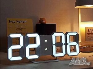Настолен 3D LED Часовник - час, дата, температура - USB, светещ