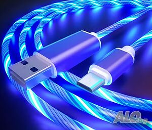 Светещ кабел Зарядно за Apple iPhone iPad MacBook Usb C to Usb C 1 и 2 м.
