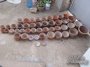 Ретро Керамични саксии за растения всякакви размери, употребявани и чисто нови; поставки за саксии