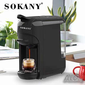 Еспресо машина SOKANY SK-516, за капсули и мляно кафе 3 в 1, 1450W, 19 бара