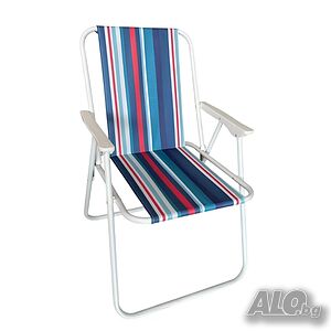 Сгъваем плажен стол на райета, 43x46x75 см - Многоцветен