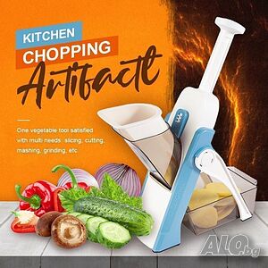 Мултифункционален чопър Spring Slicer за рязане на плодове и зеленчуци с контейнерче