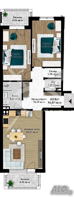 Тристаен апартамент в Остромила