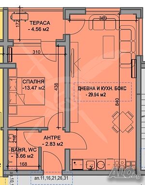 Двустаен апартамент в Южен