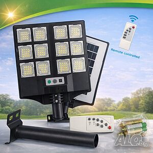 Соларен LED прожектор 200W - мощна светлина, дистанционно и сензор