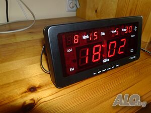 LED електронен часовник с големи цифри. Показва час, дата и температу 30 лв