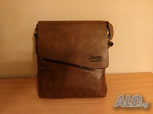 Мъжка спортна чанта за през рамо JEEP 23x7x24,5 см. кафяви черни нови