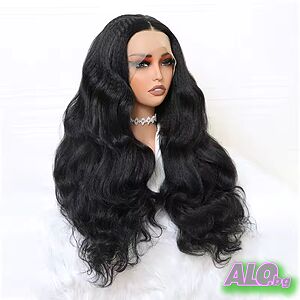 Черна чуплива перука с дантела лейс фронт lace front
