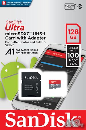 SanDisk Micro SD, 128GB, Нова