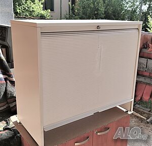 Офис шкаф - шкафче с ролетна щора бял 80/40/72см