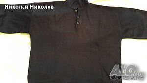 Мъжки пуловер тъмносин с 3 копчета размер XXL-XXXL