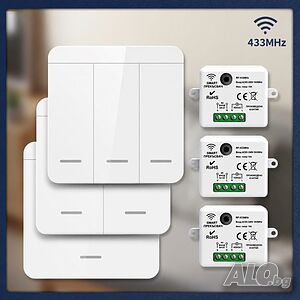 Безжичен ключ за осветление с RF433 модул с/без нула, WiFi управление