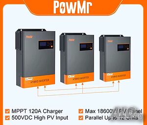 Хибриден слънчев инвертор 6.2KW 48V 220V паралелно до 12 единици
