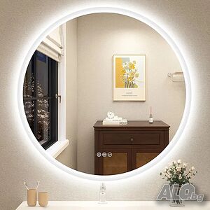 Кръгло лед LED огледало за баня Ф60/80 см, bluetooth и обезпотяване