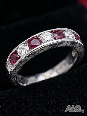 Златен пръстен с диаманти и рубини 14 k 585 gold diamonds rubies
