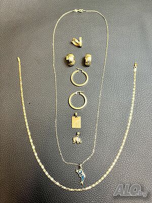 Златни обеци синджир ланче lanec obeci 585 gold zlatni