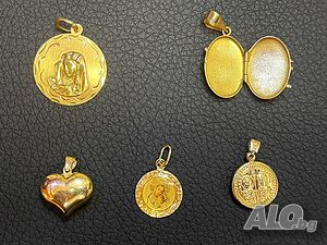 Висулка медальон снимка сърце богородица zlato gold