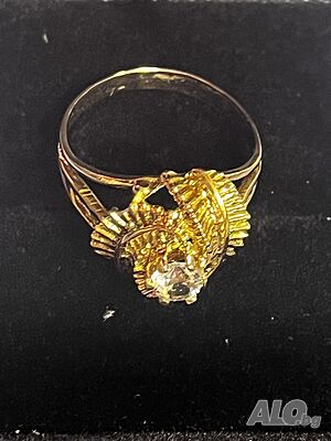 Златен пръстен циркон zlaten prasten gold 585 14 карата