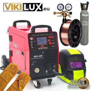 VIKILUX MIG/MMA 300A Телоподаващо с електрожен за алуминий с микропроцесор (ПЪЛЕН КОМПЛЕКТ)