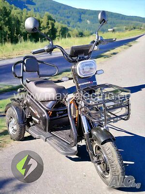 Двуместна електрическа триколка MaxElectric Pudding 1800W-48V-20Ah-BLACK
