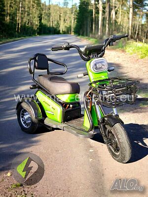 Двуместна електрическа триколка MaxElectric Pudding 1800W-48V-20Ah-Зелена
