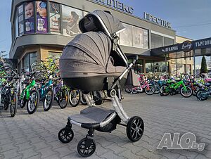 MONI Комбинирана детска количка 2 в 1 POLLY сив