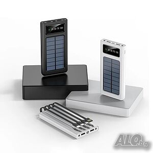Външна батерия със соларен панел Power bank кабел за зареждане 4в1