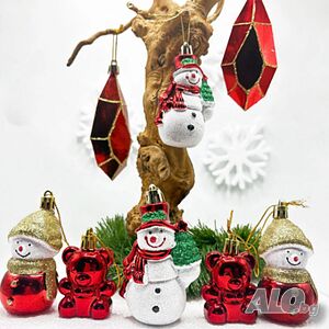 Коледен комплект украса 8 броя - Червени и бели висулки Premium Collection