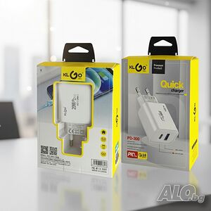 Адаптер за бързо зареждане KLGO PD-300, USB-A/USB-C, FAST CHARGING 20W