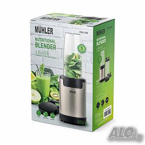 Нутри блендер Muhler, 600W, 6 ножа, 2 чаши