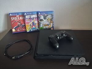 PS4 Slim 1TB + 1 джойстик + 3 игри