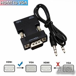 VGA към HDTV-съвместим конвертор адаптер с аудио за PC лаптоп