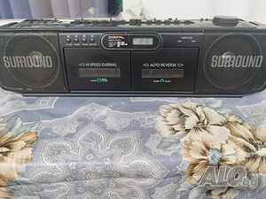 Sanyo M W747K Radio Dual Cassette Stereo Boombox 1988 Japan