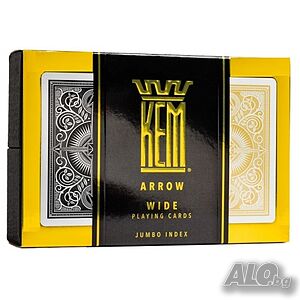карти за игра KEM POKER JUMBO INDEX BLACK & GOLD нови