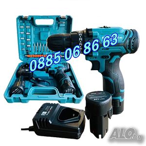 Акумулаторен винтоверт 24V 6Ah с 2 скорости, 2 батерии и накрайници