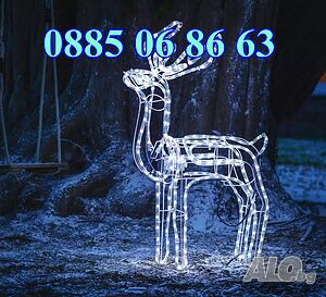 Голям LED светещ елен, коледен елен с движеща се глава, различни светлини