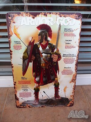 Метална табела разни Armor of God войн на бога рицар меч щит