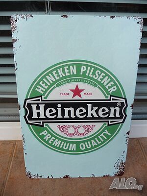 Метална табела бира Heineken Premium Quality Хайнекен бирите лого звезда