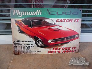 Метална табела кола Plymouth Cuda Плимут стара бърза ретро