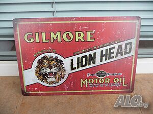 Метална табела Gilmore Lion Head моторно масло двигателно спирачна течност