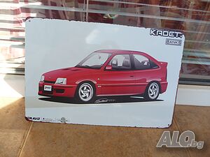 Метална табела кола Опел Кадет Opel Kadett двуврата червена ретро парад гараж декорация фен любители
