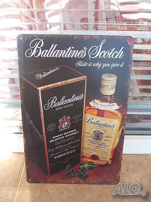 Метална табела уиски Ballantine’s Scotch шотландско реклама кутия бутилка популярна алкохолна напитк