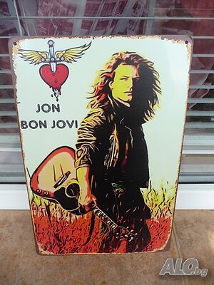 Метална табела Джон Боб Джови Jon Bob Jovi рок легенда китара група солов албум хитове парчета сърце